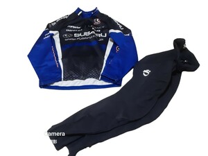 良品/PEARL IZUMI パールイズミ SUBARU ブリージングタイプ 裏起毛 サイクルジャージ L 上下セット/日本製 メン