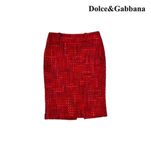 ドルチェ&ガッバーナ D&G スカート ツイード アルパカ混 モヘヤ混 イタリア製 ドルガバ 赤 レッド レディース Mサイズ相当
