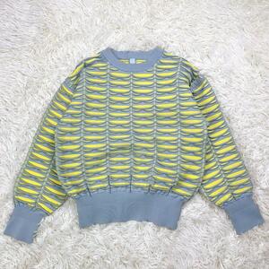 美品 CFCL ニット FACADE knit top プルオーバー イエロー グレー 1 Sサイズ相当 21AW メンズ レディース ユニセックス