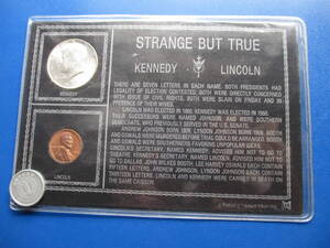 USA★米国★50￠銀貨＋1￠銅貨★1964、68年★KennedyとLincolnの不思議な共通点★ASW= 11g+