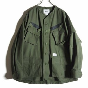 M9722z5　■WTAPS ダブルタップス■　新品 24SS SCOUT 01/LS/COTTON.TWILL.03 コットン ノーカラー ミリタリージャケット オリーブ X04