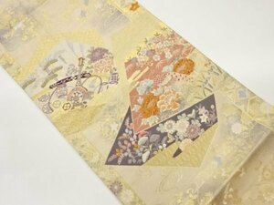 ys6944167; 宗sou 純金箔二重織九百錦孔雀に琵琶・草花模様織出し袋帯【着】