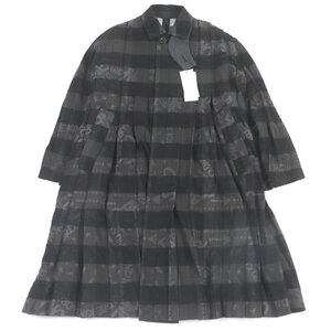 未使用品□Sacai サカイ 23SS 23-02965M エリックヘイズ チェック ロゴ総柄 オーバーサイズ プリーツコート チャコール 1 日本製 正規品