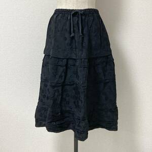 花柄 AD2006 tricot COMME des GARCONS レーヨン サテン ティアード スカート 黒 トリココムデギャルソン フラワー archive 4040137