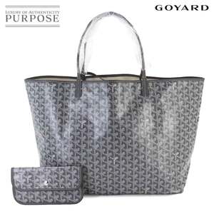 未使用 展示品 ゴヤール GOYARD サンルイ GM トート バッグ ヘリンボーン PVC レザー グレー Saint Louis GM 90247093