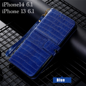 iPhone14 iPhone 13 スマホケース　手帳型ケース レザー 革 クロコダイル型押し クロコ ストラップ 収納ケース 液晶フィルム　ブルー
