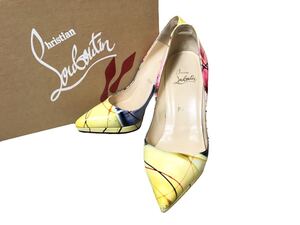 (D) Christian Louboutin クリスチャンルブタン PIGALLE PLATO 120 PATENT POLLOCK 37 マルチカラー パンプス シューズ