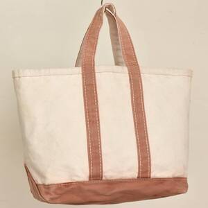 フェード◎ 70s 80s USA製 L.L.Bean サイドタグ トートバッグ ミディアム レッド BOAT & TOTE ビンテージ アウトドア キャンプ 横タグ