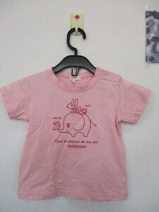 ★HUSHUSH ベビー半袖Tシャツ ぞうさん ピンク（９５）