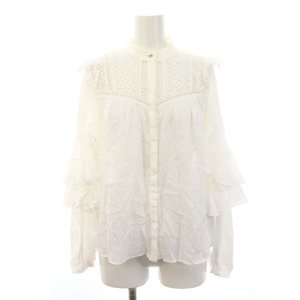 ハーリップトゥ Herlipto Easy to love blouse ブラウス シャツ 長袖 前開き M 白 ホワイト /NR ■OS レディース