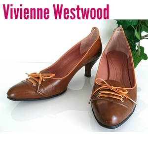 正規良品 Vivienne Westwood ヴィヴィアン ウエストウッド オーブ ヴィンテージ レザー パンプス ブラウン 茶色 36 日本製