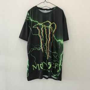 EI1456 ビッグサイズ 総柄 派手柄 モンスターエナジー Tシャツ ポリシャツ ブラック 3XL