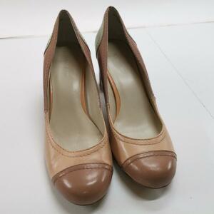 NINE WEST ナインウエスト パンプス ヒール バイカラー ブラウン ベージュ グリーン サイズ7 1/2 M 約25.5cm レディースシューズ#8624