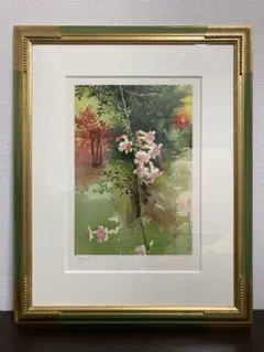 【真作】トレンツ・リャド「つりがね草」リトグラフ 保証書有り 版画 絵画