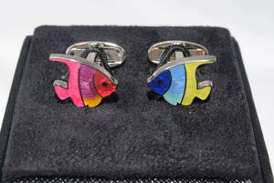 ☆新品未使用☆Paul Smith カフス カフリンクス☆熱帯魚・海水魚・Fish☆カラフル☆定価15,400円☆プレゼントに最適☆ショップ袋付