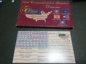 アメリカ、1999 Commemorative Quarter Dever Mint Set：オリジナルセット、