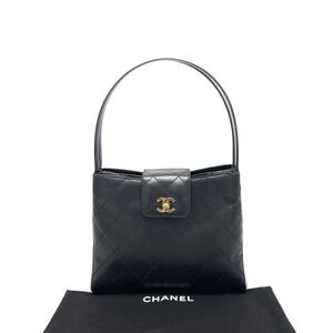 1円 美品 CHANEL シャネル マトラッセ ターンロック ココマーク レザー ハンド トート バッグ eD0117N