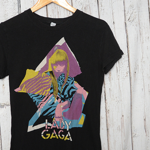 GS8992 レディ・ガガ LADY GAGA Tシャツ レディース L 肩幅41 ロック メール便可 xq