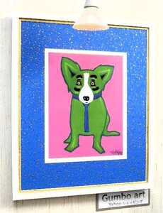 ブルードッグ/Blue dog/George Rodrigue/ジョージ・ロドリーゲ/New Orleans/幸運の青い犬/わんこのアート/ポップアート/インテリア/額付