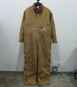 D239 2000年代製 Carhartt カーハート つなぎ■00s 表記48サイズ ブラウン オールインワン BRN 中綿 アメカジ 古着 激安 希少 オールド 90s