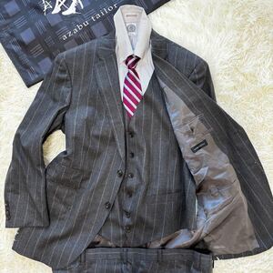 未使用級◎現行◎エルメネジルドゼニア×麻布テーラー Ermenegildo Zegna スーツ スリーピース チャコールグレー ストライプ BB8 秋冬 56位