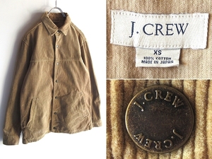 希少 90sビンテージ J.CREW ジェイクルー 太畝コーデュロイ スナップボタン シャツジャケット XS ブラウンベージュ 日本製 レナウン正規品