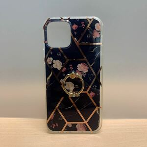 y050901m iPhone 12 / 12 Pro ケース リング 幾何学模様 大理石 スタンド機能 ラグジュアリー 操作性向上 TPU カバー PC 全面保護 耐衝撃