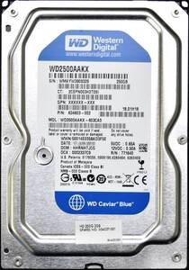 WesternDigital WD2500AAKX ディスク容量:250GB SATA600 HDD 2012年製造 (Cristal DiscInfo 正常) 使用時間 50800H (管:EH175