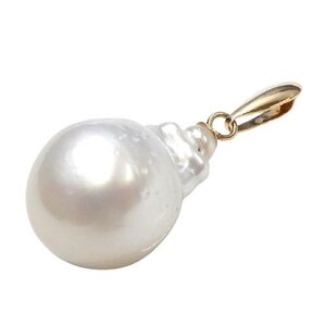 【K18】 南洋パール ペンダントトップ イエローゴールド 18金 真珠 バロックパール pearl pendent charm【ネコポスOK】◇J