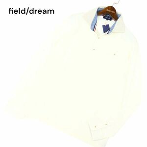 【新品 未使用】 field/dream フィールドドリーム オンワード樫山 襟ドット 長袖 鹿の子 ポロシャツ Sz.XL メンズ 白 大きい　C4T00549_1#C