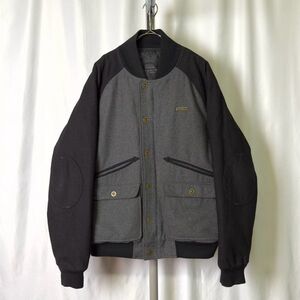 00s sean john エルボーパッチ 中綿 ウール ブルゾン L グレー スタジャン ヒップホップ ショーンジョン 80s 90s 古着 オールド ビンテージ