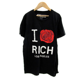 ジョイリッチ JOYRICH ロサンゼルス LOSANGELES Tシャツ カットソー 半袖 ラウンドネック ロゴプリント M マルチカラー 黒 メンズ