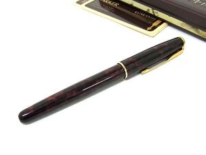 1円 ■美品■ PARKER パーカー ソネット ペン先 18K 750 18金 万年筆 筆記用具 文房具 ステーショナリー レッド系×ゴールド系 FK2058