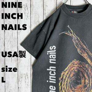 USA製 L ブラック黒 古着 両面【ナインインチネイルズ】バンドtシャツ