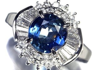 7MI14107T【売り切り】新品【RK宝石】≪Sapphire≫ 豪華!! 極上サファイア 大粒1.24ct!! 極上ダイヤモンド Pt900 高級リング ダイヤ