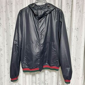 美品★ GUCCI グッチ ナイロンパーカー ウィンドブレーカー シェリーライン フード ナイロンジャケット