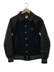 BACK BONE◆スタジャン/S/ウール/ブラック/BB10FW-B31/MELTON STADIUM JUMPER/レザー切替