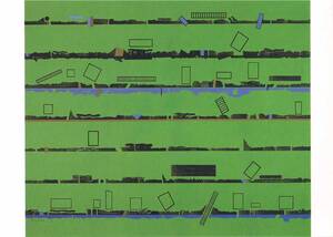 絵はがき / ポストカード（日本製）【世界の名画】猪熊弦一郎（風景：Landscape）1972年制作　アート飾りもオシャレ　未使用美品