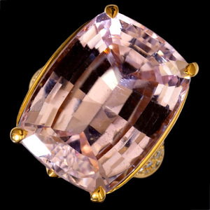 A3692 美しい大粒クンツァイト３２．２８ct 天然絶品ダイヤモンド１．５８ct アメジスト 最高級18金無垢ビックセレブリティリング