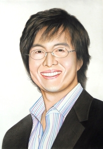 〇色鉛筆画・宅配８０サイズ・人物画 俳優 ペ・ヨンジュン 　ヨン様　(約240×340) 絵画 イラスト 