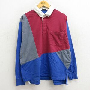 XL/古着 長袖 ラガー シャツ メンズ 00s マルチカラー 青他 ブルー 23mar25 中古 トップス 5OF