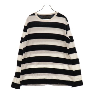 ワイズフォーメン 23AW LONG SLEEVE T-SHIRT WITH STRIPES MJ-T80-089 ボーダー ロングスリーブカットソー 長袖Tシャツ ホワイト/ブラック