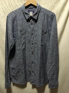 美品 patagonia ミグレーション ヘンプ シャツ M FA14 surf 420 シャンブレー ワークシャツ 廃番希少品 hemp / ネルシャツ