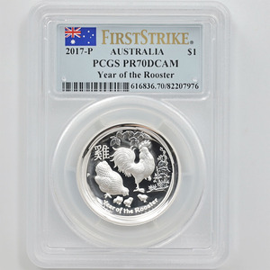 2017 オーストラリア ハイレリーフ 酉年鶏図 1豪ドル 1オンス プルーフ PCGS PR 70 DCAM FS 初鋳版 最高鑑定 完全未使用品