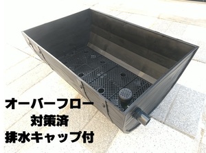 メダカ 飼育ケース 飼育ボックス オーバーフロー対策済み キャップ付き ビオトープ 樽型 ブラック 黒 数量4