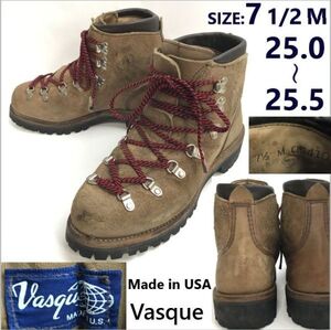 80s?初期Vintage/USA製★バスク/Vasque★マウンテン/トレッキングブーツ【25.5/茶】登山靴/Hiking Boots/Leather/shoes/RED WING◆pZ-211