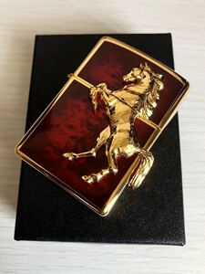 現品限り Zippo ジッポー ライター ウィニング ウィニー ディープレッド ゴールドプレート 競馬 オイルライター Gold 馬 ホース 競走馬