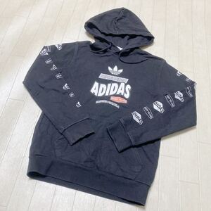 3858☆ adidas アディダス トップス スウェット パーカー フーディー スポーツ カジュアル レディース XS ブラック プリント