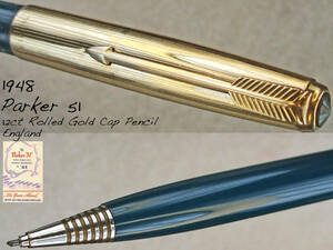 ◆レア◆ 1948年製 パーカー51 ペンシル 12金RG イギリス◆1948 PARKER 51 Pencil 12ct Rolled Gold Cap England◆ 