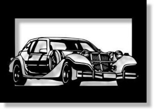 光岡自動車(MITSUOKA) ラ・セードの切り絵　【A4サイズ】[C4-022]